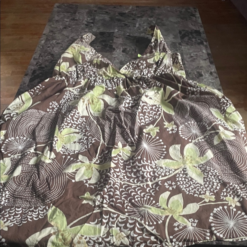 Old Navy Brown and Green Patterned Dress